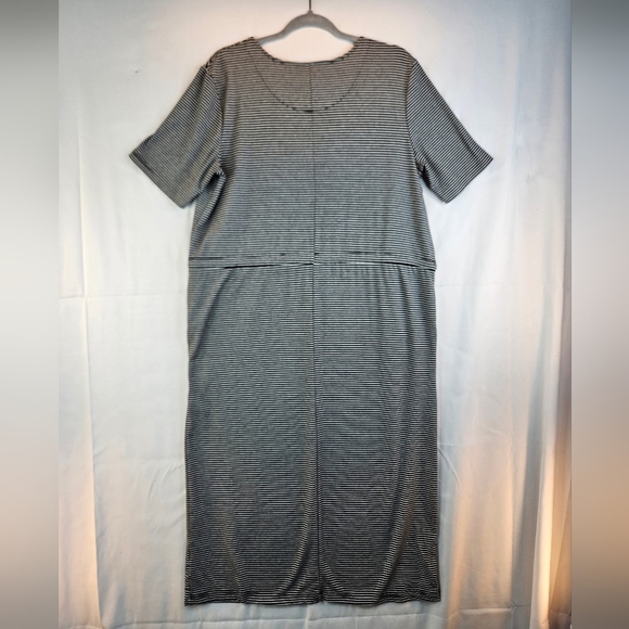 Sweet Salt Black & White Striped Drawstring Pockets Modest Summer Dress sz L. - Picture 7 of 12